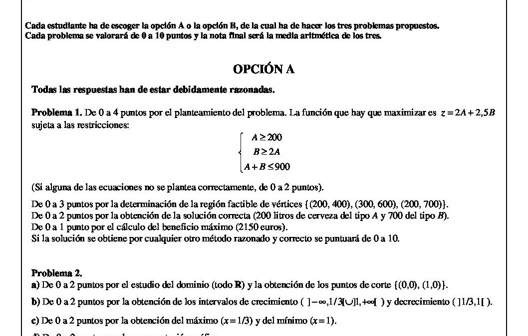 Matemáticas aplicadas a las ciencias sociales – solución